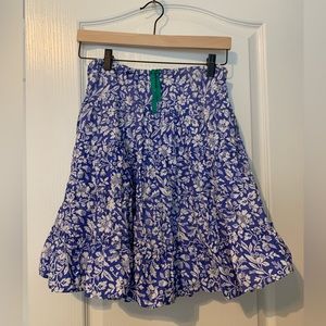 MINI BODEN Blue / White Flowered Tiered Skirt